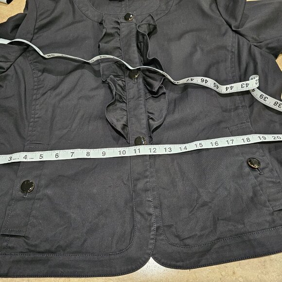Women's Talbots Ruffle Front Jacket Black 3/4 Sleeve Size 18 - Picture 4 of 6